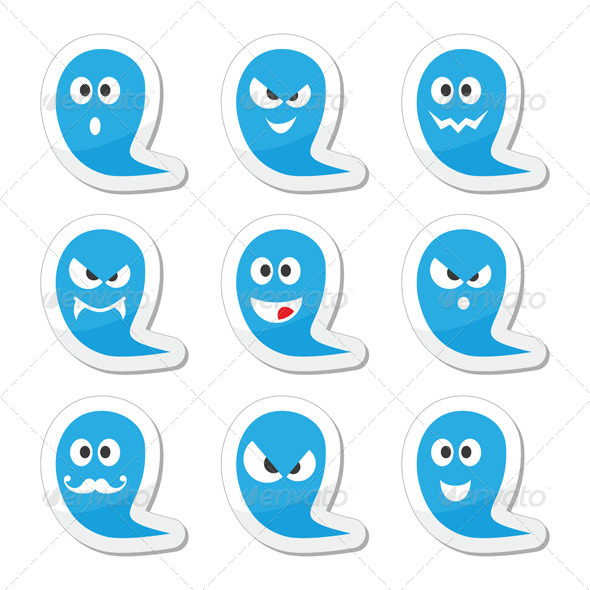 Halloween Ghost Vector Icons Set - Monsters Characters