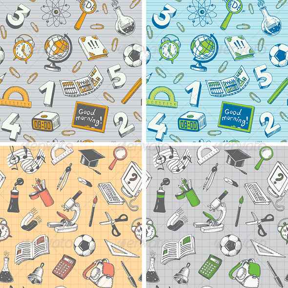 School and Education Seamless Pattern - Backgrounds Decorative