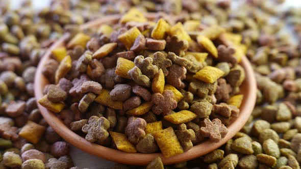 Pet Food in a Clay Bowl Rotating