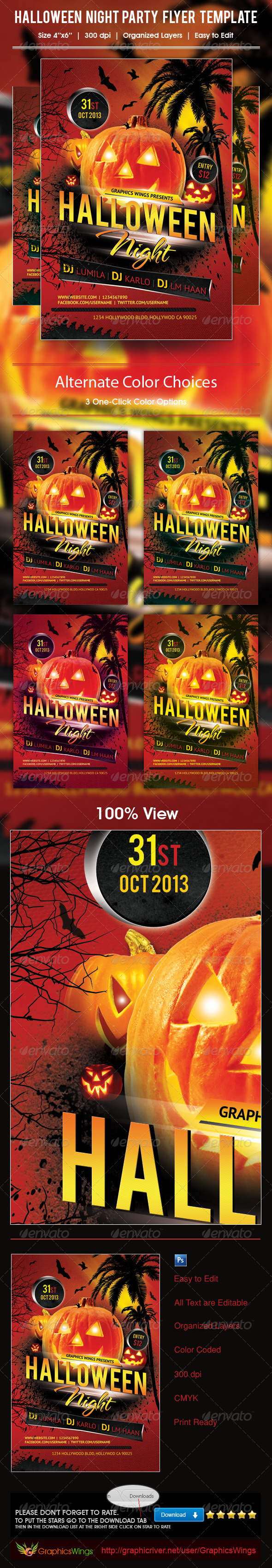 Halloween Night Party Flyer Template - Events Flyers