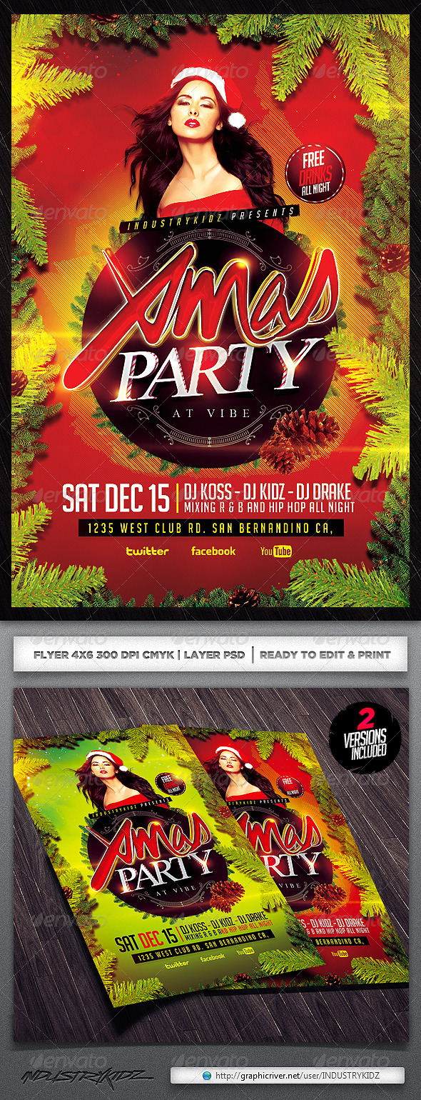 Christmas Party Psd Flyer - Events Flyers