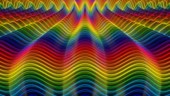 Abstract Futuristic Rainbow Fluorescent Neon Glow Waves Oscillating alt