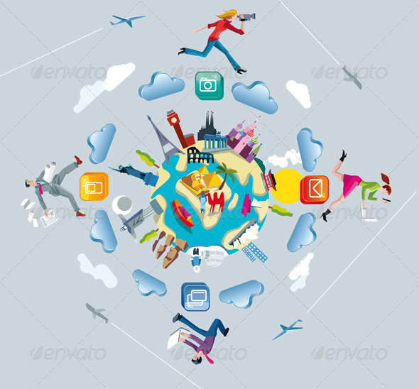 World Globe and Crowdsourcing - Travel Conceptual