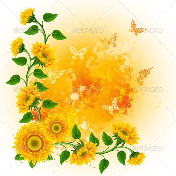 Background with sunflowers - Flowers & Plants Nature