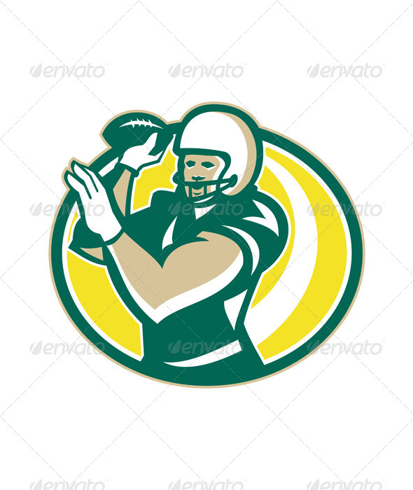 American Football QB Passing Ball retro - Sports/Activity Conceptual