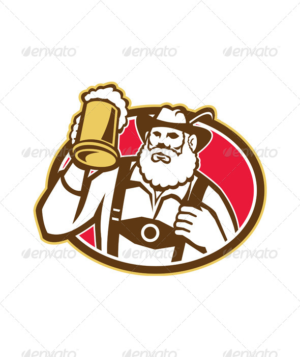 Bavarian Beer Drinker Mug Retro - People Characters
