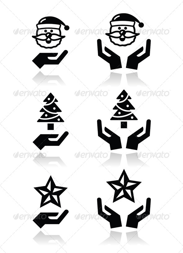 Hands with Christmas Icons - Christmas Seasons/Holidays