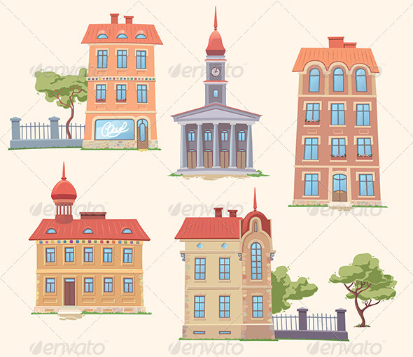 Classic Vector Buildings Set - Buildings Objects