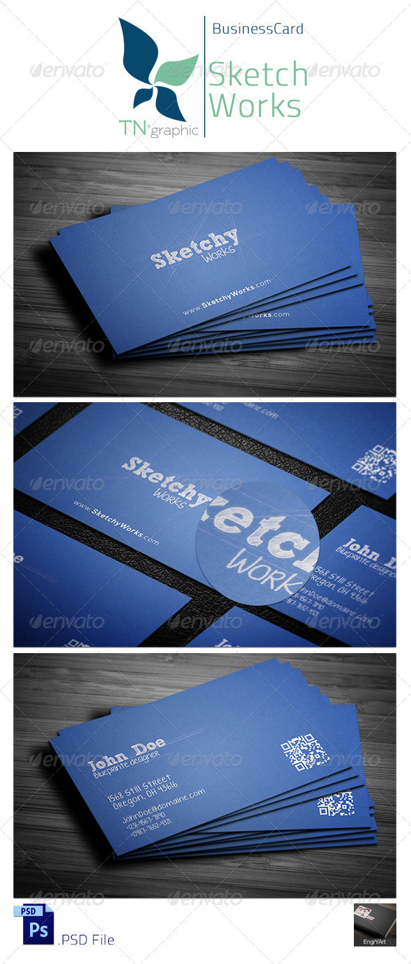 Sketchy Works Business Card - Retro/Vintage Business Cards