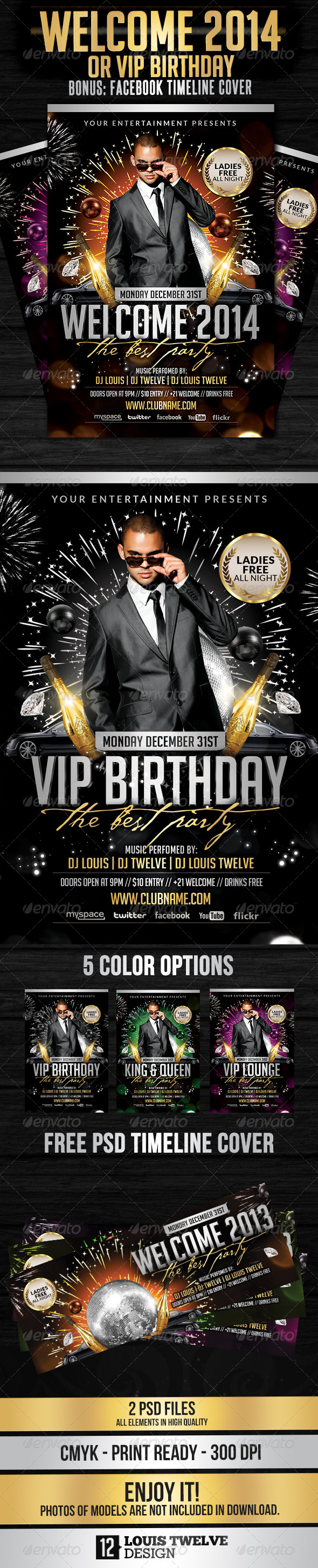 Welcome 2013 | Flyer Template + FB Cover - Clubs & Parties Events