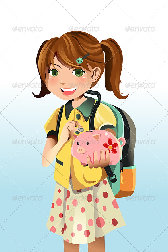 Student Saving Money - People Characters