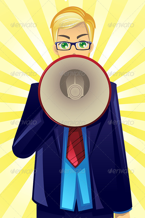 Businessman Holding Megaphone - Business Conceptual