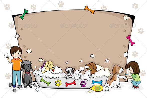 Pets Grooming Salon Banner - Decorative Vectors