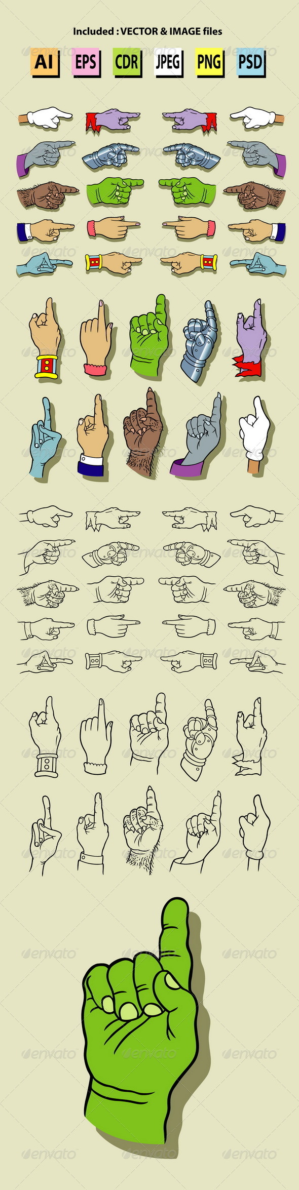 Hands Pointing Illustration - People Characters