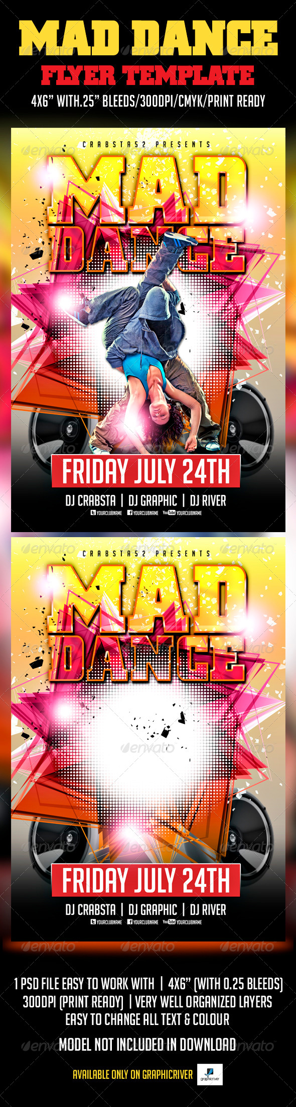 Mad Dance Flyer Template - Clubs & Parties Events