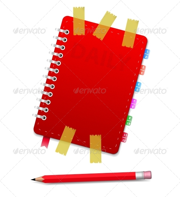 Personal Organizer with Scotch and Red Pencil - Man-made Objects Objects
