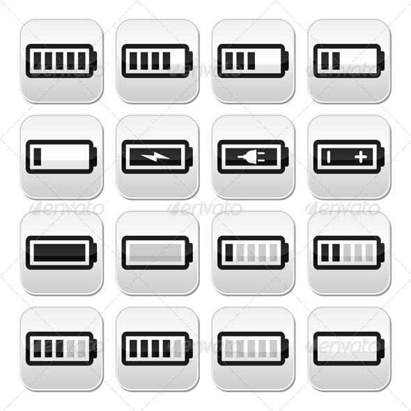 Battery Charge Vector Buttons Set - Media Technology