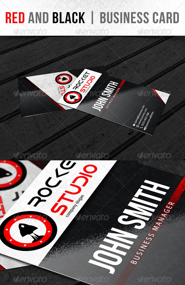 Red and Black - Business Card - Business Cards Print Templates