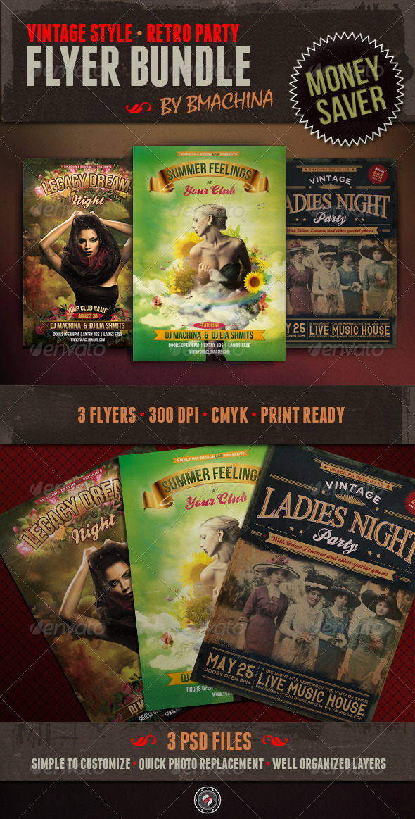 Vintage Flyer Bundle - Events Flyers