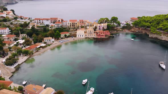Top View Panorama of Greek City of Asos Kefalonia alt