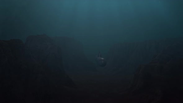 Submarine Holding Position in an Underwater Canyon