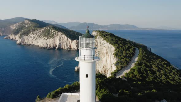 Aerial view of top of lighthouse, Cape of Ducato, Lefkada. alt