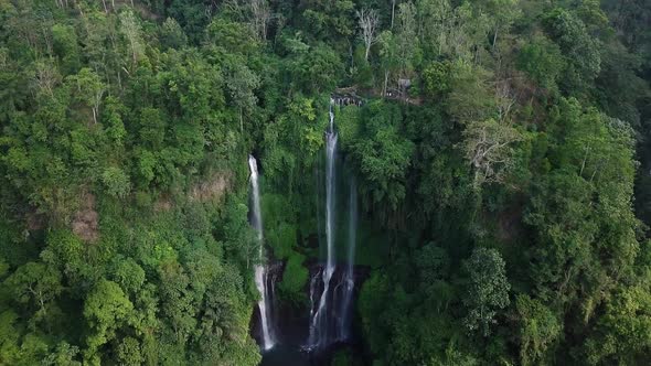 Waterfall in Green Rainforest