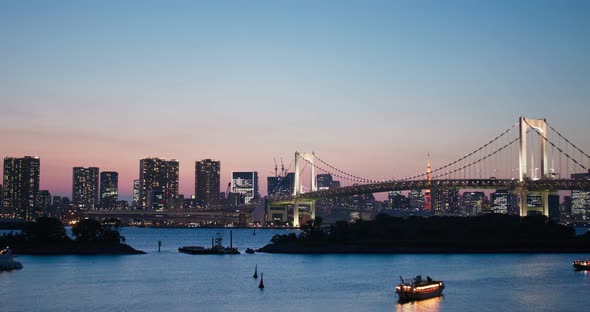 Tokyo Odaiba skyline in the evening alt