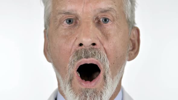 Close Up of Shocked Old Man White Background alt