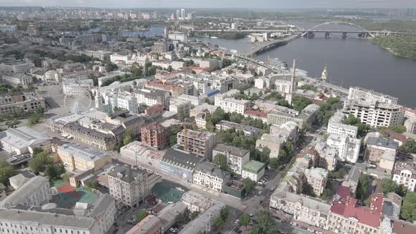 Aerial View of Kyiv, Ukraine. Slow Motion, Flat, Gray alt
