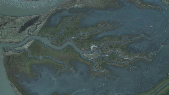 Aerial view of Scheldt river, Nieuw-Namen, The Netherlands. alt