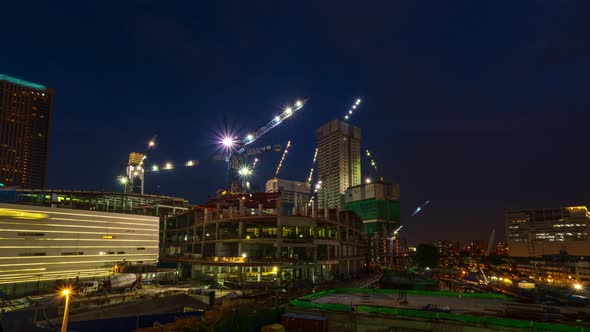 Night Timelapse of Construction Site