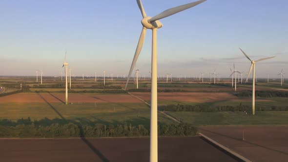 Aerial View of Huge Windpark alt