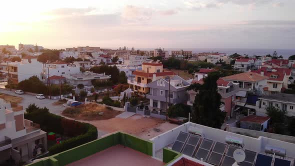 Aerial View Of Holiday Apartments In Ialysos Town, Rhodes, Greece - drone shot alt