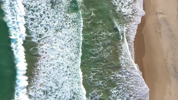 Aerial view of big ocean waves