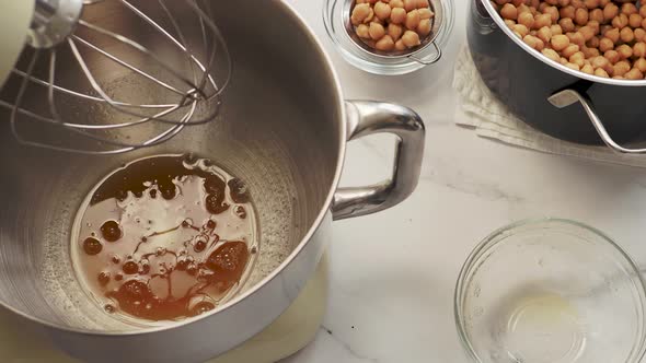 Whipping Process Chickpea Aquafaba in Planetary Mixer