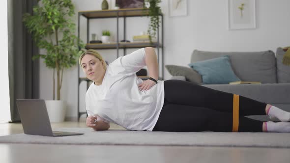 Obese Woman Training with Band alt