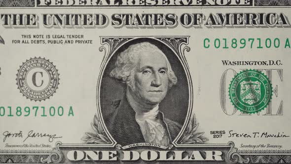 Zooming in Effect To President Washington Face on Dollar Bill