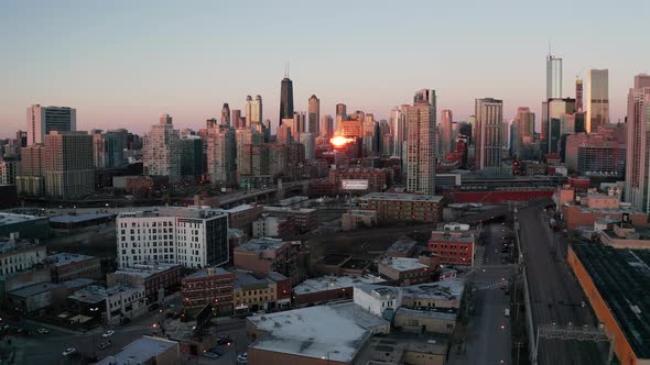 Looking into downtown Chicago Illinois from the south end 4K UHD