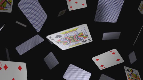Floating Playing Cards on a Black Background