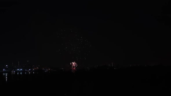 Video Real Golden Shining Fireworks with Bokeh Lights in the Night Sky