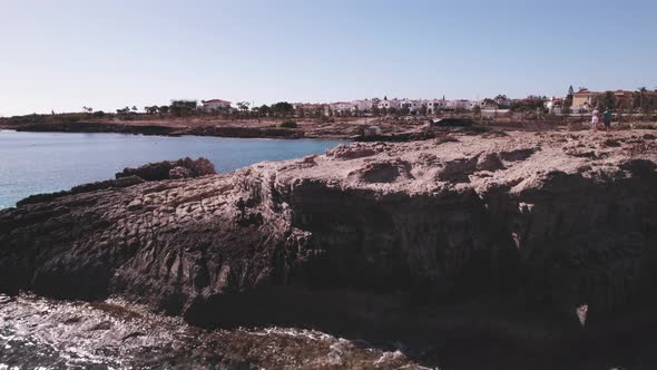 Drone  Aerial Footage Protaras Cyprus Sea Holiday Resort Ocean Turquoise Coast Beach Vacation alt