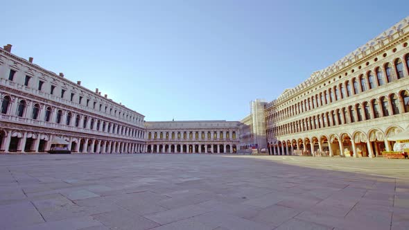 Motion Along Empty St Mark Square with Historical Buildings alt