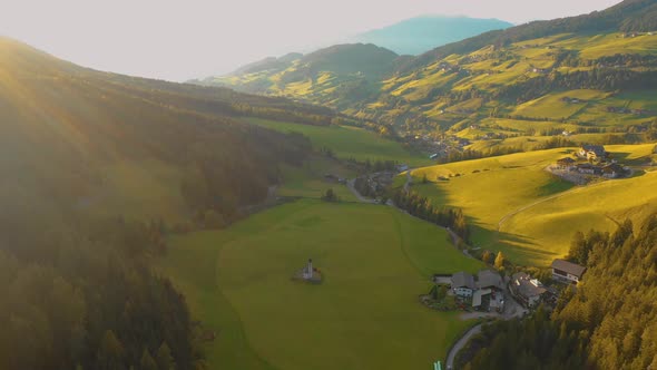 Bird's-eye View of the Church and the Valley Near the Village of Santa Maddalena. In the Background