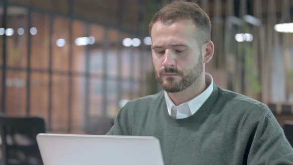 Close Up Shoot Handsome Man Working on Computer alt