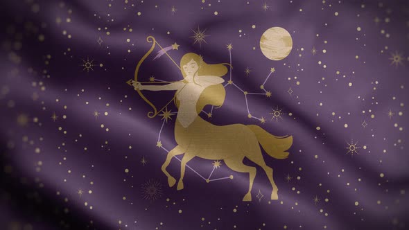Sagittarius Zodiac Horoscope Flag Loop Background 4K
