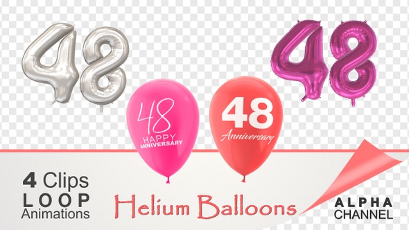 48 Anniversary Celebration Helium Balloons Pack