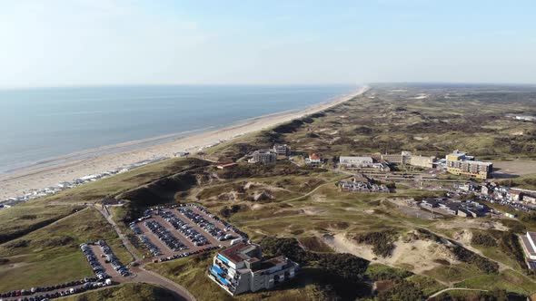 Coastal resort town of Wijk aan Zee, Holland. Beautiful sand beach and dunes alt