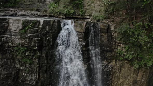 Waterfall on the Mountain River Carpathians alt