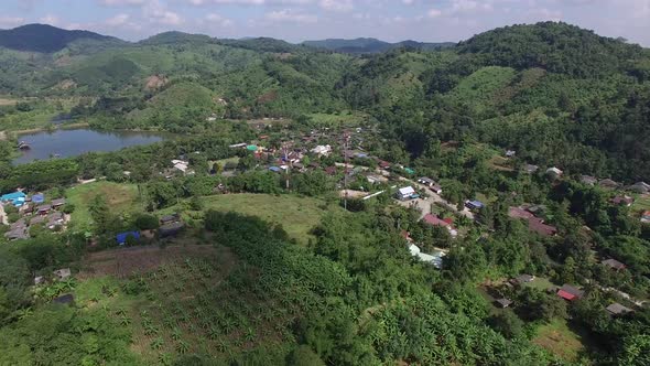 Countryside Village, Mountain Village in Phrae Province, ThailandAerial Shot alt